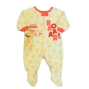 Disney Baby Lion King Simba Roar Soft and Fuzzy Footy Pajama Outfit Size 3-6m